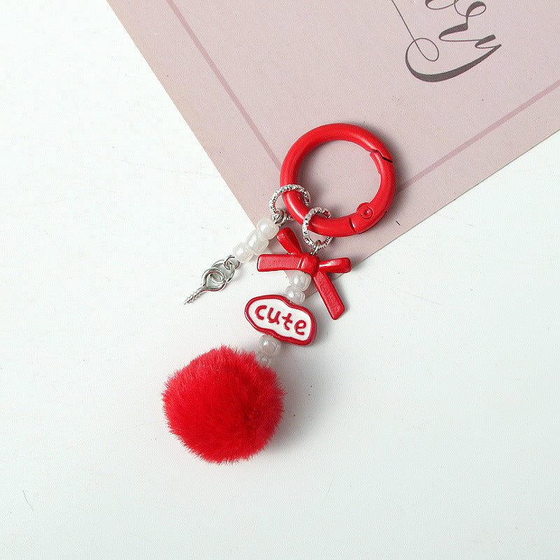 Wholesale Handmade DIY hair ball letter blind box cute beaded keychain